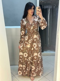 Imagem do Vestido longo manga comprida em poliéster