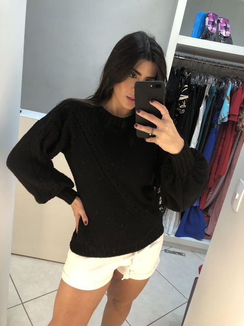 tricot detalhes em tranças preto