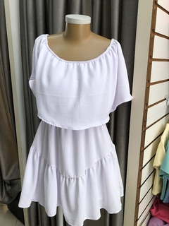 vestido macaquinho em crepe ombro a ombro - comprar online