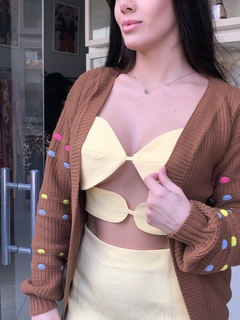 Conjunto saia e cropped amarelo - loja online
