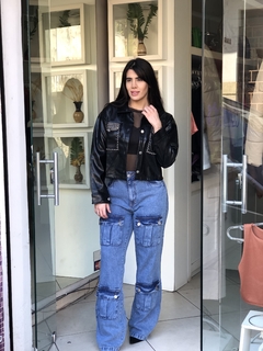 Jaqueta em courino com pedrarias preta - Closet's - moda feminina moda blogueira moda balada 