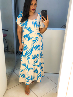 vestido longo estampado azul fundo nude - Closet's - moda feminina moda blogueira moda balada 