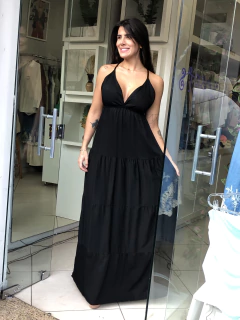 Vestido longo de amarração regulavel Preto
