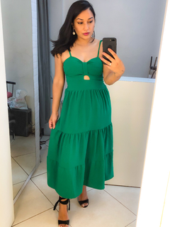 vestido midi verde - comprar online