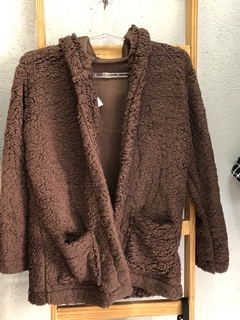 cadaco teddy comprido com bolso telha marrom - loja online