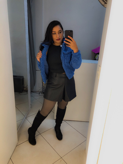 casaco teddy azul com ziper - Closet's - moda feminina moda blogueira moda balada 
