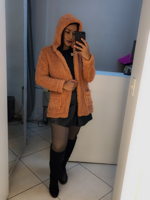 cadaco teddy comprido com bolso telha off