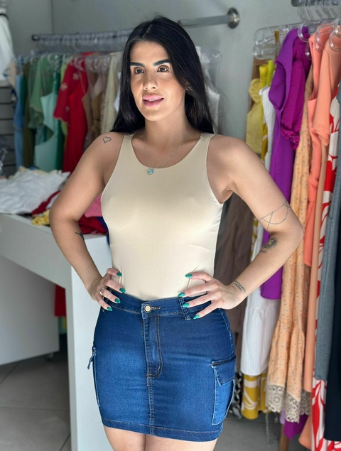 Saia cargo jeans escura