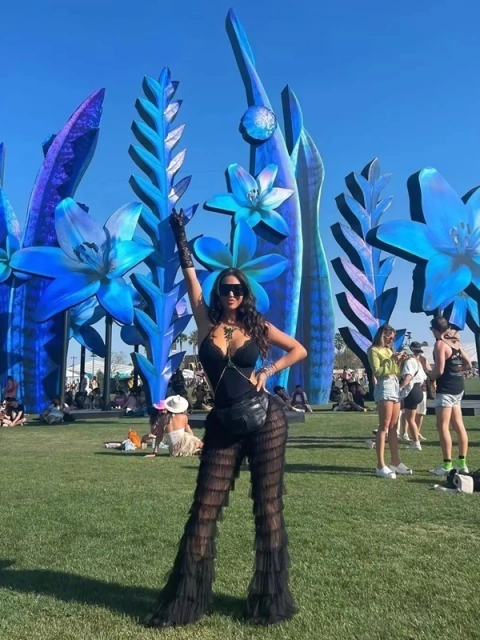 calça de babados de tule