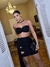 conjunto top e mini saia vazada