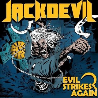 CD Jackdevil - "Evil Strikes Again" (versão digipack limitada em 1000 unidades) + poster "Evil Strikes Again" + adesivo avatar amarelo