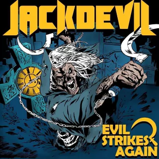 CD Jackdevil - "Evil Strikes Again" (versão digipack limitada em 1000 unidades) + poster "Evil Strikes Again" + adesivo avatar amarelo