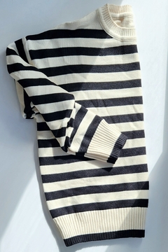 SWEATER RAYADO NATURAL & NEGRO - comprar online