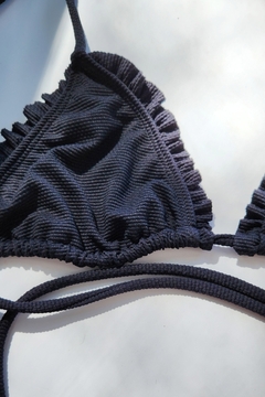 CORPIÑO TRIANGULO CON VOLADITOS TEXTURA MARRUECOS NEGRO - comprar online