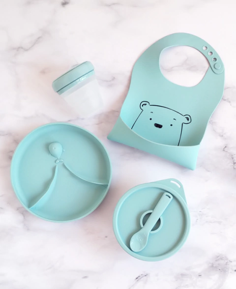 Combo babero + vaso + bowl + plato - comprar online
