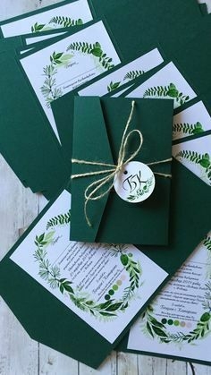 Convite de casamento com abas verde