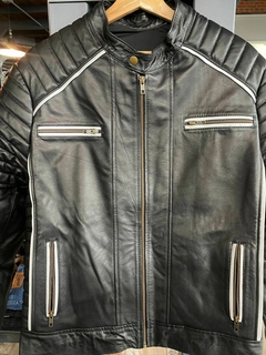 CAMPERA DE CUERO GENOVA CON RIBETES - comprar online