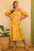 ~vestido Ana -algodón orgánico estampa Aura Amarilla PRE-ORDER en internet
