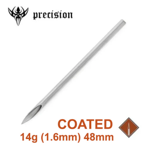 Agulhas Body Piercing PRECISION NEEDLES - RETA 14GA (1.6mm) 48mm COATED