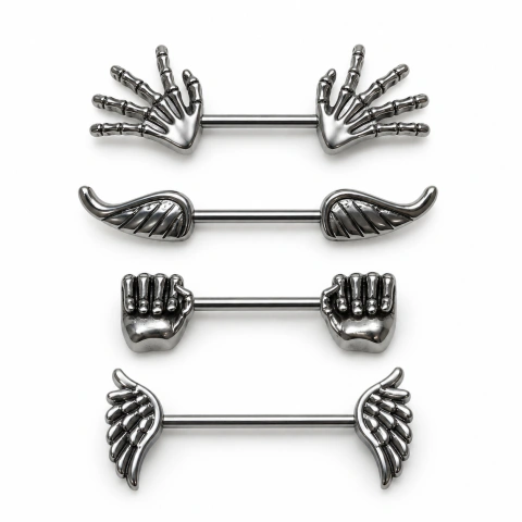 Mamilo Aço Desenhos Banho de Diamante (Micro Bell) BNH-05