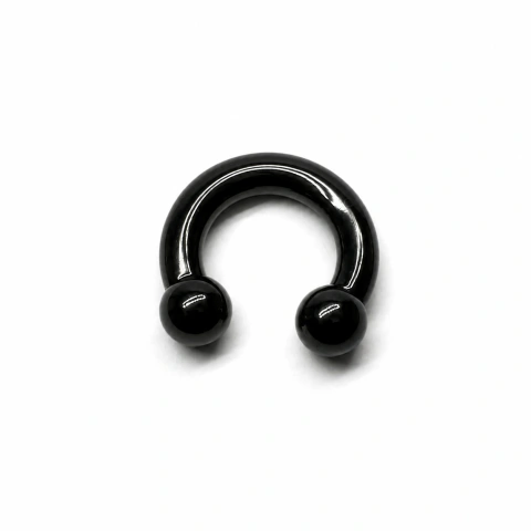 Argola FERRADURA BIG Acrílico Preto 06mm ao 08mm