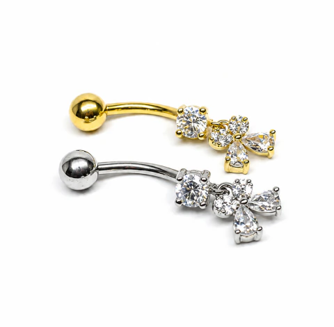 Banana Bell Aço Cirúrgico Banhado 1.6mm com Pingente (Mod Laço) BNH-15