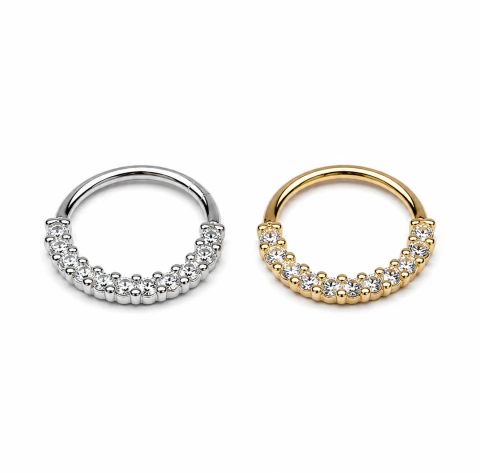 Argola Daith / Septo BANHADO com Pedras M206 (Mod Pedras Frontal) BNH-18
