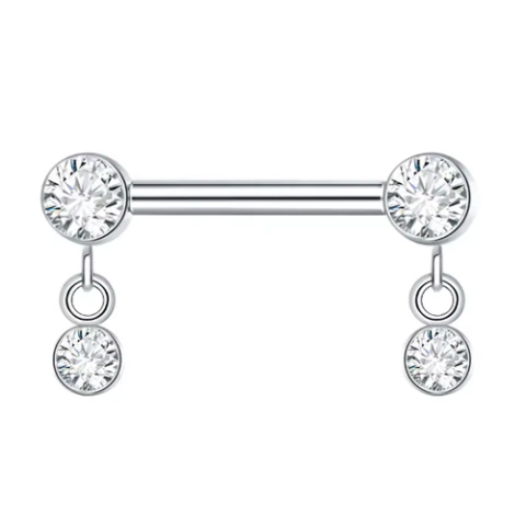 Micro Bell Reto MAMILO Titânio 1.6mm Pedra Flat com Pingente TIT-25
