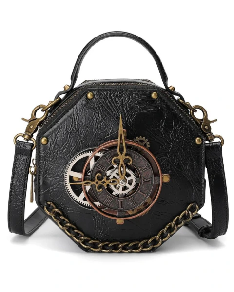 Bolsa Transversal Estilo Steampunk Vintage com Rebites