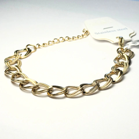 Pulsera eslabones facet acero dorado
