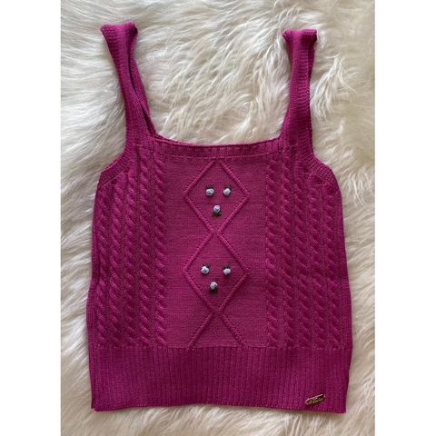 Cropped com bordado a mão - Pink