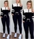 Conjunto Feminino Calça e Blusa Preto e Branco