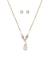  Conjunto Colar e Brinco Zircônias Gotas Cristal 