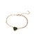 Pulseira dourada elos cravejada coração verde esmeralda