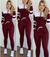 Conjunto Feminino Calça e Blusa Marsala e Branco