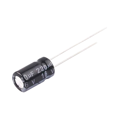 SYSCOM Capacitor Electrolítico en Aluminio, Radial de 220 µFd, 16 Vcc, 105 °C, 6.3 x 11 mm. MOD: 0220M0016V
