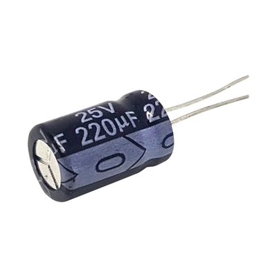 SYSCOM Capacitor Electrolítico Radial de Aluminio, 220 µFd, 25 Vcc, 105 °C, 8 x 11 mm. MOD: 0220M0025V
