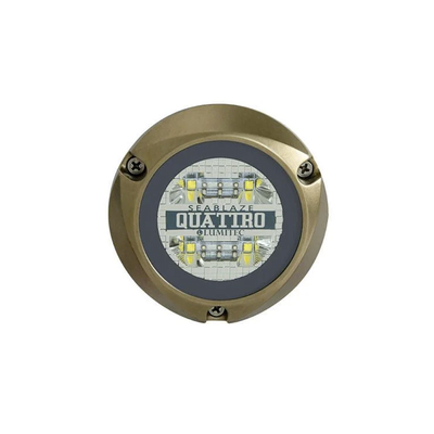 LUMITEC Luz led marina sumergible SeaBlaze Quattro, emite luz de color blanco y azul de 2000 lúmenes, fabricada en bronce naval con grado de protección IP68. 101511