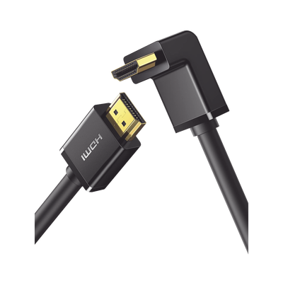 UGREEN Cable HDMI 2.0 en Angulo de 90° / 1 m / 4K@60Hz / HDR / 3D / HEC (Canal Ethernet HDMI) / ARC (Canal de Retorno de Audio / CEC / 32 canales de Audio / HDCP 2.2 / Dolby Atmos / 18 Gbps / Blindaje Múltiple 10172