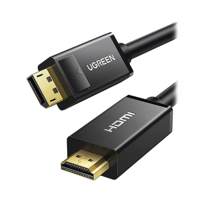 UGREEN Cable DP Macho a HDMI Macho / Longitud 1.50 m / Soporta 4K@30Hz / Soporta 3D / Cobre Estañado 28AWG / Blindaje interno múltiple / Transmisión Unidireccional / Botón de Liberación / Chip de Última Generación 10239