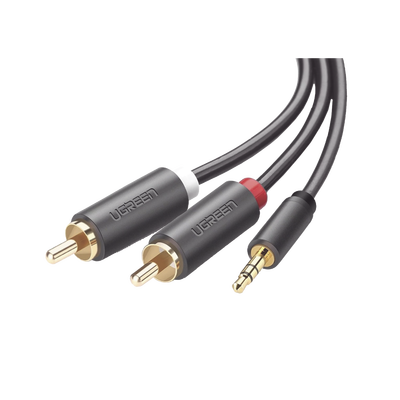 UGREEN Cable Adaptador de 3.5mm Macho a 2 RCA Macho / 3 Metros / Color Gris / Blindaje Múltiple / ABS / Alta Calidad 10512