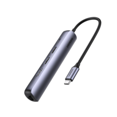 UGREEN HUB USB-C Ultradelgado / 2 puertos USB 3.0 a 5 Gbps / HDMI 4K@30Hz / RJ45 ( Gigabit Ethernet)/ PD Carga Rápida 100W / Caja de Aluminio / 5 en 1 10919