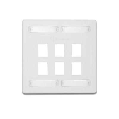 SIEMON Placa de Pared Doble Modular 10G MAX de 6 Salidas, Color Blanco 10GMX-FPD06-02