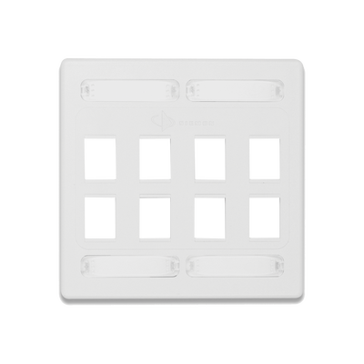 SIEMON Placa de Pared Doble Modular 10G MAX de 8 Salidas, Color Blanco MOD: 10GMX-FPD08-02