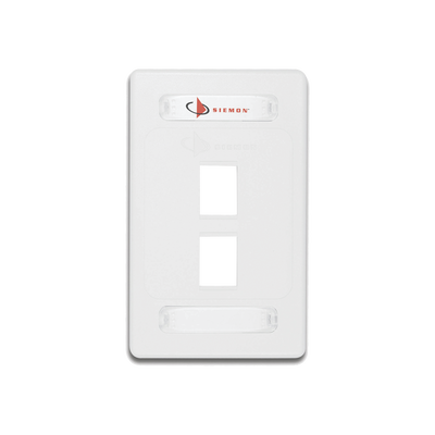 SIEMON Placa de Pared Modular 10G MAX de 2 Salidas, Color Blanco MOD: 10GMX-FPS02-02