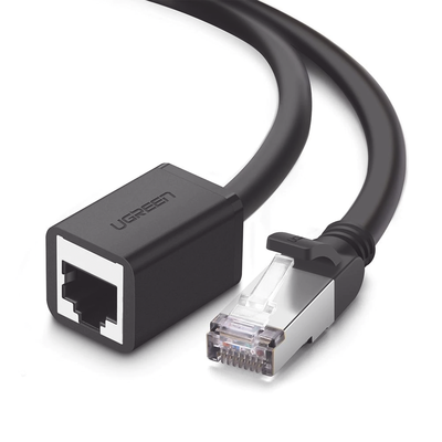 UGREEN Cable de Extensión Cat6 RJ45 F/UTP / Macho a Hembra / 2m / Método de conexión 568B / Velocidad de transmisión 1000Mbps / Ancho de banda del canal 250MHz / Caja de Cobre / Negro 11281