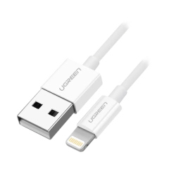 UGREEN Cable USB-A a Lightning / Certificado MFi / 1 Metro / Adecuado para iPhone, iPad y iPod / Carga y Sincronización de Datos / Velocidad de hasta 480 Mbps / 5V 2.4 A / Protección de PVC y Forro de TPE. 20728