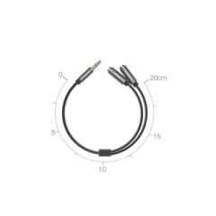 UGREEN Cable Adaptador/Divisor de Audio de 3.5mm Macho a 2 Terminales de 3.5mm Hembra / 25 cm de Longitud / Cable TPE / Color Negro 20816