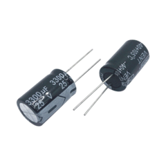 SYSCOM PARTS Capacitor Electrolítico de Aluminio, Radial de 3300 µFd, 25 Vcc, 105 °C, 18 x 25 mm. MOD: 3300MF25V