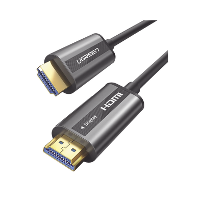 UGREEN Cable HDMI de 50 Metros por Fibra Óptica 4K@60Hz / Fibra de 4 núcleos + Cobre estañado de 7 núcleos / Compatible con HDMI 2.0 / Alta velocidad 18 Gbps / 3D / HDR / Caja de Aleacion Zinc / Premium 50219